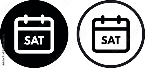 Saturday calendar icon set in two styles . Saturday icon . Vector illustration