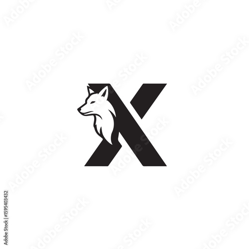 Modern Abstract X Letter Logo Design Featuring a Stylized Wolf Head Graphic Element