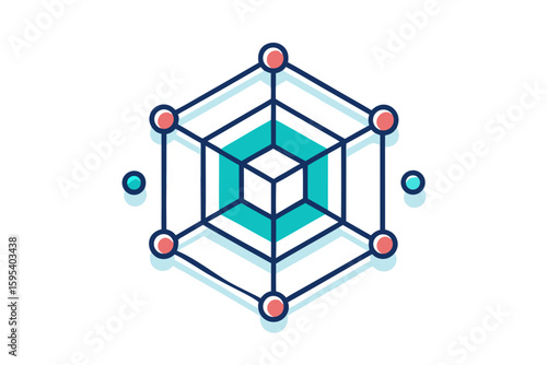 hexagon icon inner wireframe line connectors