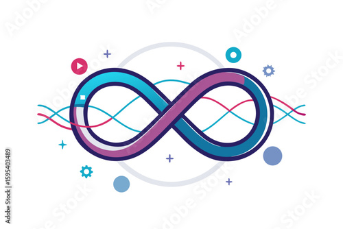 loop icon flowing wire line soft nodes