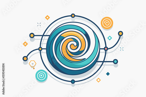 spiral icon wire lines data nodes