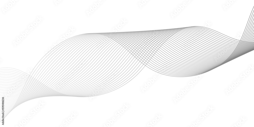 Fototapeta premium Abstract technology lines on white background. Undulate Grey Wave Swirl, frequency sound wave, twisted curve lines with blend effect, wave with lines created using blend tool.