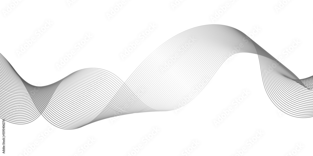 Fototapeta premium Abstract technology lines on white background. Undulate Grey Wave Swirl, frequency sound wave, twisted curve lines with blend effect, wave with lines created using blend tool.