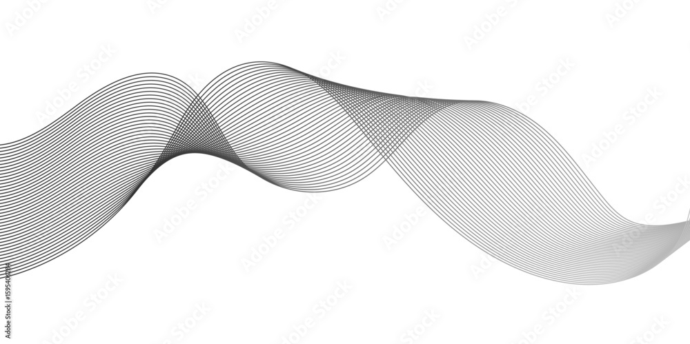Fototapeta premium Abstract technology lines on white background. Undulate Grey Wave Swirl, frequency sound wave, twisted curve lines with blend effect, wave with lines created using blend tool.