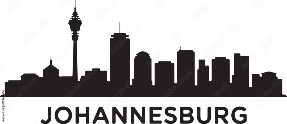Naklejka premium Johannesburg skyline silhouette vector Hillbrow Tower African city
