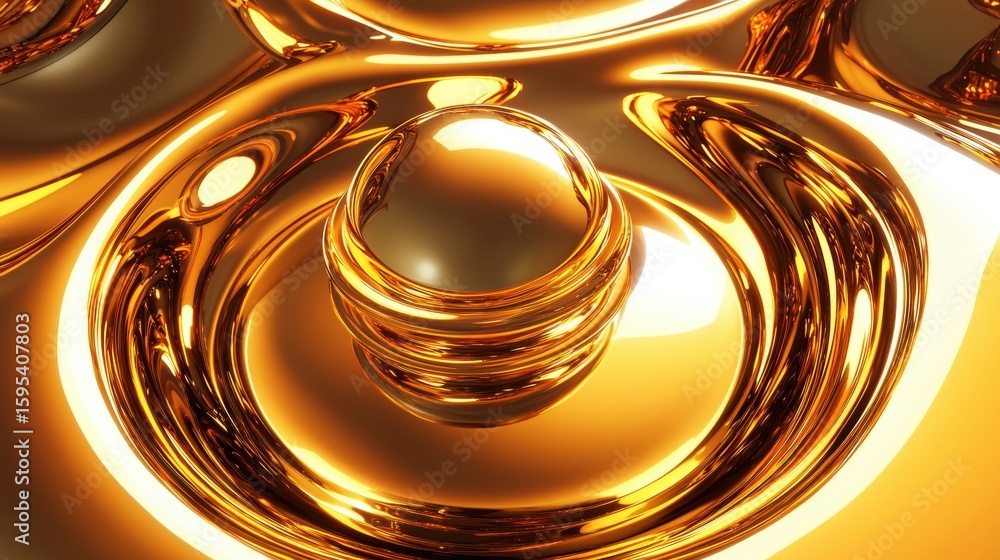 Abstract Golden Liquid Metal Swirl Bright Reflection Modern Artistic Style Abstract Golden Liquid Metal Swirl Bright Reflection Modern Artistic Style