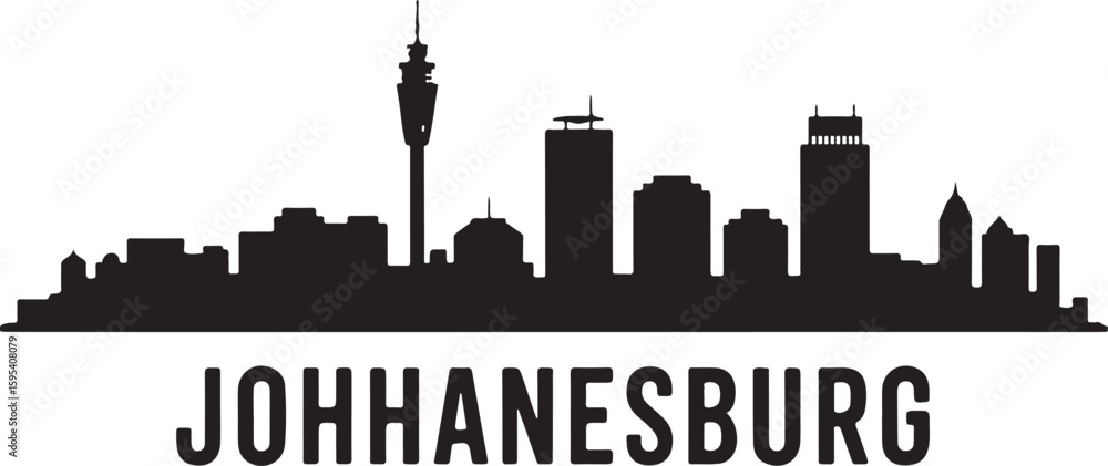 Fototapeta premium Johannesburg skyline silhouette vector Hillbrow Tower African city