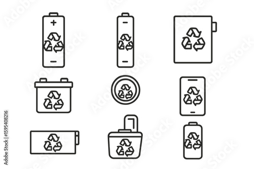 Vector battery per transparent icon cyrillic detailed recycling aaa modern spaced icons