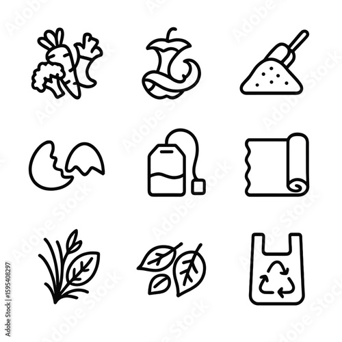 Icons compostable dry vector captions any icon no transparent coffee bags materials