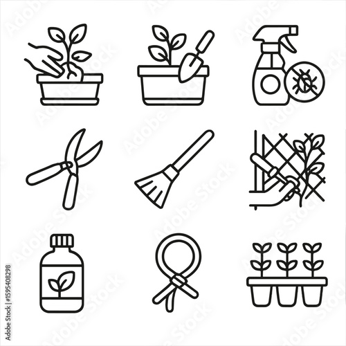 Equally trellis garden no marks set emojis vector icon icons grid vertical