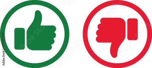 Green Thumbs Up and Red Thumbs Down Icons in Circles