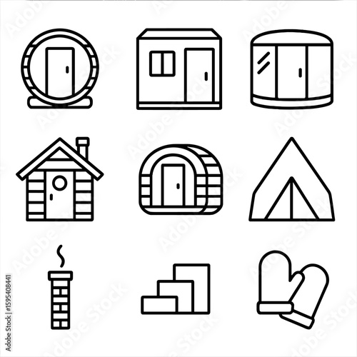 Vector icons uniform outdoor equally marks no grid sauna icon pod wooden