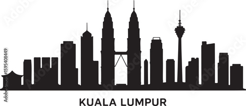 Kuala Lumpur skyline silhouette vector black and white city landmark
