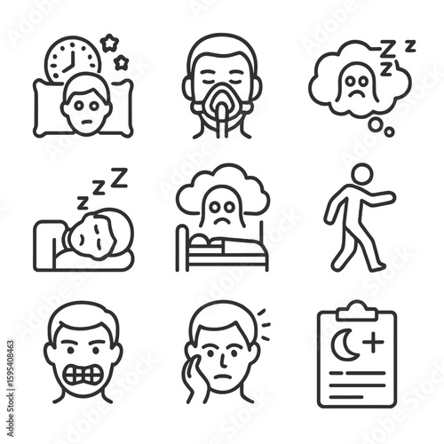 Cyrillic no chinese numbers vector icon restless disorder mask icons sleep punctuation