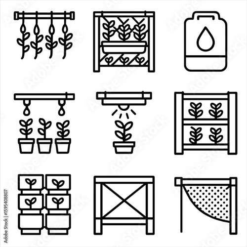 Vector garden no any icon icons vertical herbs marks uniform unit isolated