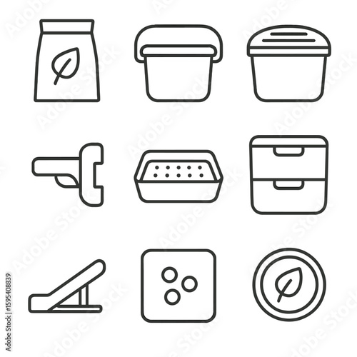 Latch speech no icons vented icon set vector detailed compost bin marks