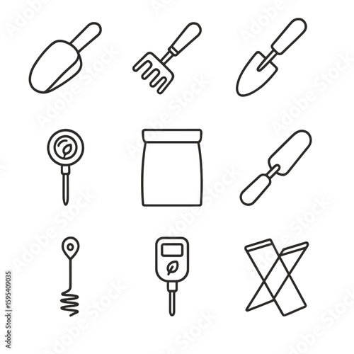 No bag grid tools garden small composting vector trowel emojis moisture icons