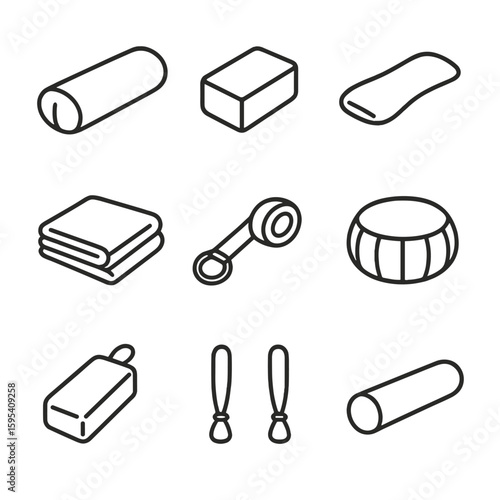 Typography yoga icons no props icon cushion pillow restorative emojis folded vector