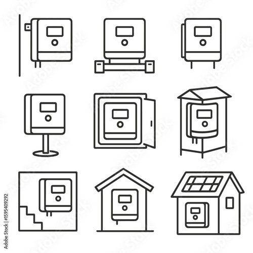Spaced grid cabinet icon icons enclosed no uniform inverter vector mounting outdoor
