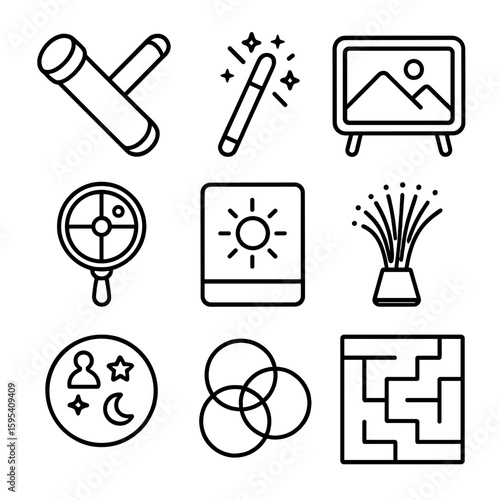 Icon visual sensory per vector no equally isolated projection detailed characters icons