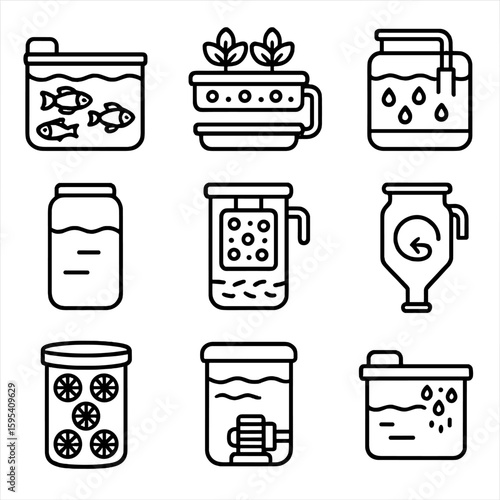 Icons numbers tank transparent no captions reservoir icon vector aquaponics modern emojis