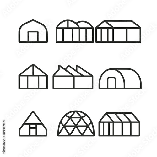 Icon dome vector per captions double set no letters isolated icons greenhouse