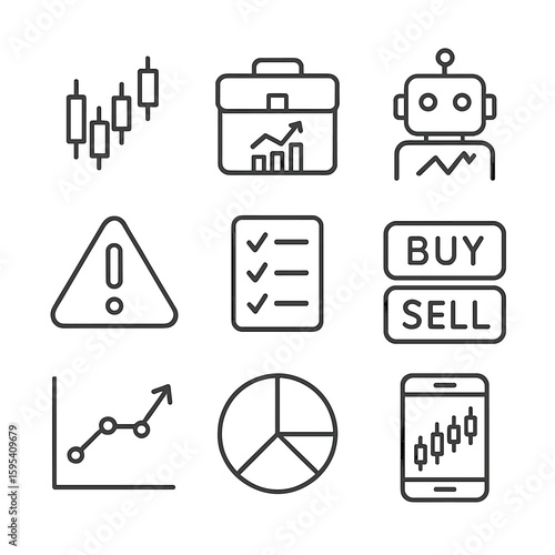 Vector stock tools spaced set chart speech trading alert icon no icons