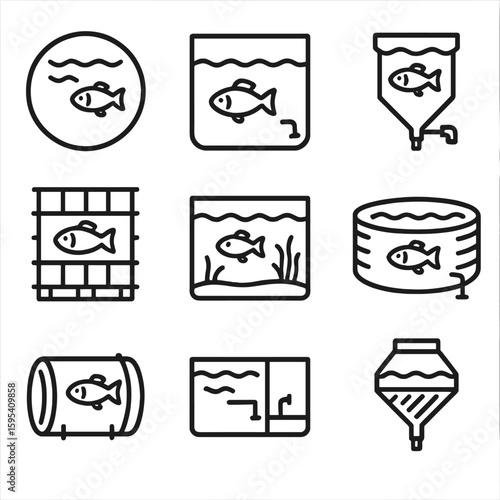 Clarifier cyrillic numbers vector square icons aquaponics emojis tank typography icon characters