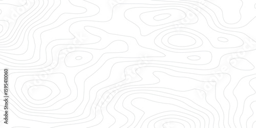 Topographic line map with curvy wave isolines vector illustration. Abstract topographic contours map background, Vector contour topographic map. Cartography texture abstract banner use.