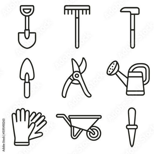Icons vector emojis any isolated garden hoe tools equally icon no seed
