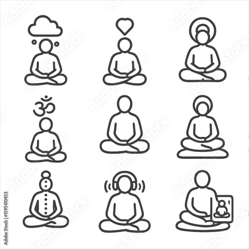 Vector labels letters icon punctuation icons isolated bubbles set no detailed meditation