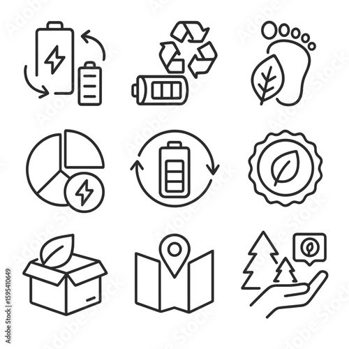 Packaging icon footprint recyclable grid carbon sustainable mix vector offset eco cycle