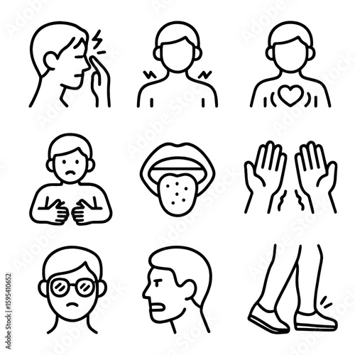Effects hands icon no text stress speech chest icons vector cramps typography