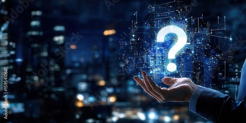 A hand holds the key to questions in the night city