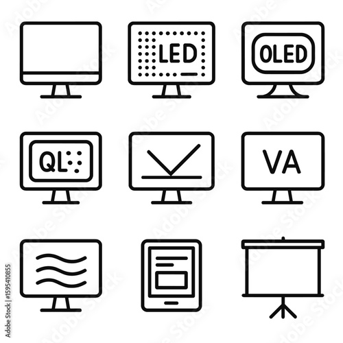 Va icons screen display vector monitor led icon type oled projector panel