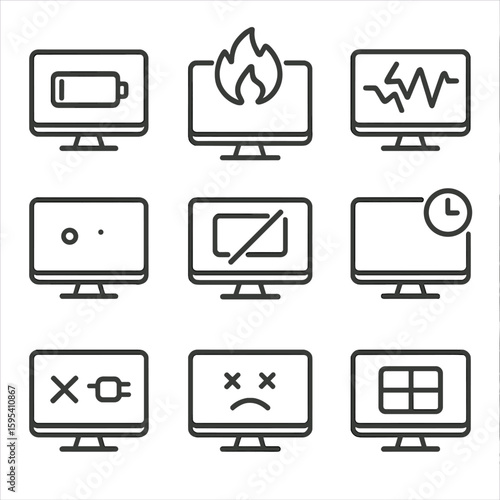 Icon needed signal screen monitor lag icons lost no calibration vector flickering