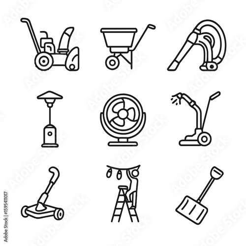 Hanger snow tool seasonal icons pool melt icon vector cleaner leaf vacuum