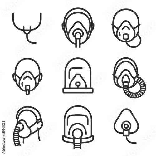 Hood face bipap vector icon cpap mask oxy oxygen simple cannula