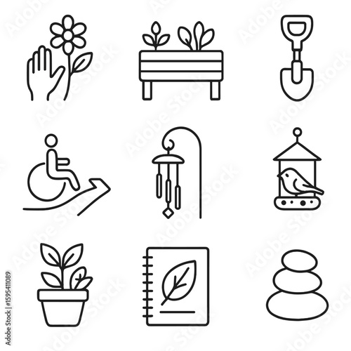 Equally plant icon gardening no bird icons sensory vector therapeutic marks herbs