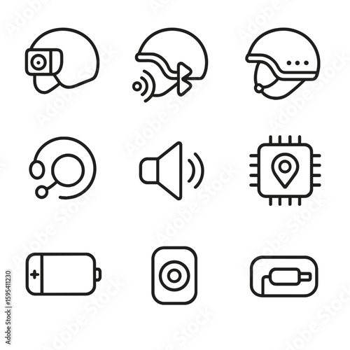 Marks no tech labels icons icon letters punctuation reduction vector helmet grid