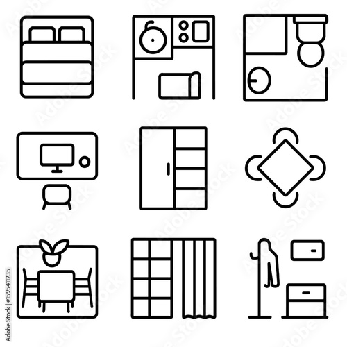 Spaced no speech equally apartment chinese studio per vector top balcony icons
