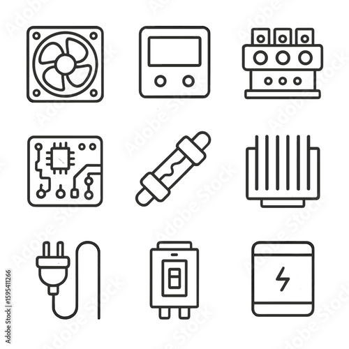 Uniform fan cooling marks vector spaced no icon inverter lcd set transparent