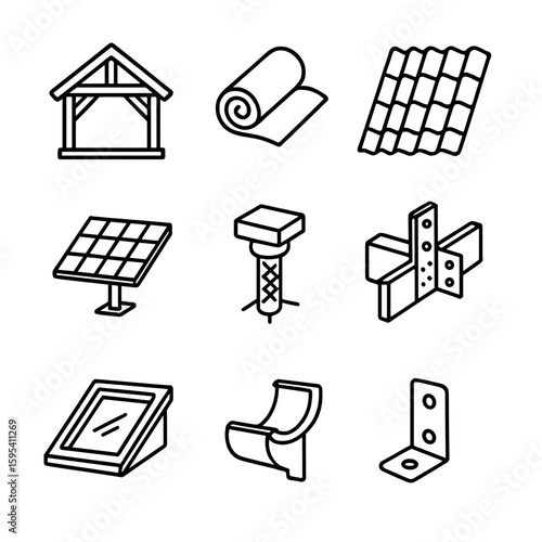 Pier spaced frame solar vector per grid cottage any icon beam no