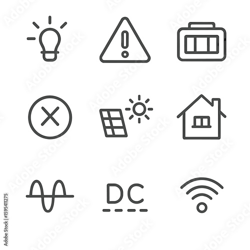 Light chinese no grid icons inverter power labels warning display vector icon