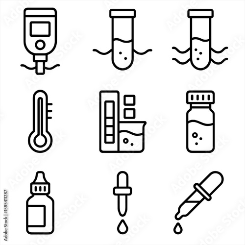 Quality vector icons no per icon letters strip set water tools characters