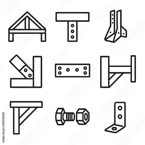 Icon vector structural modern captions joist joint typography speech gusset bubbles joinery