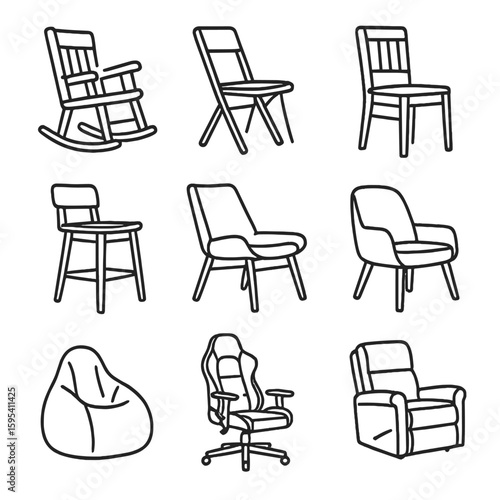 Icon vector marks table grid detailed no any set chair icons bar