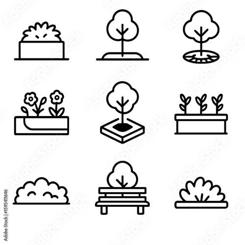 Characters icon typography labels city detailed set icons no grid urban vector