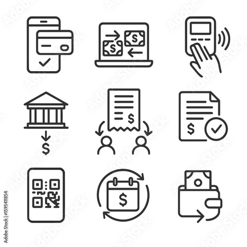 Per any no icon grid detailed icons fintech transfer vector bill speech