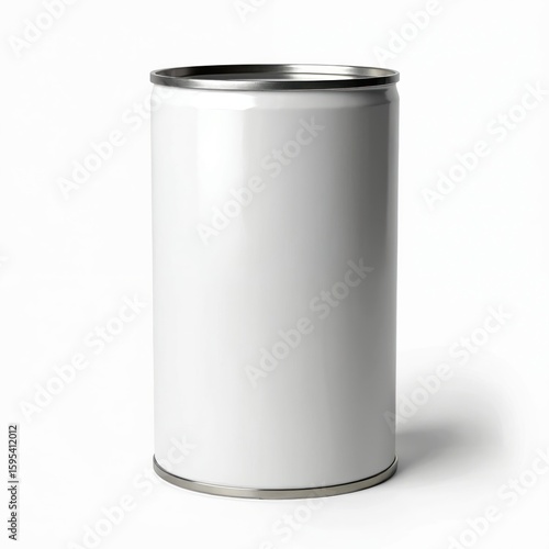Wallpaper Mural Clean white tin mockup isolated on white background. Blank metal container perfect for branding, template design. Suitable for canned food, beverages, paint. Offers ample space for custom labels, Torontodigital.ca